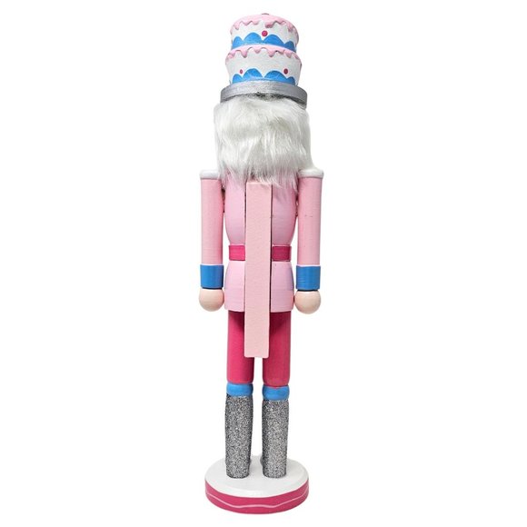 Pastel Cake Soldier Nutcracker 15" tall Pink, Candy Themed Decor, Christmas Gift - Picture 5 of 5